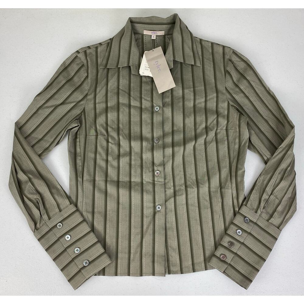 VTG NEW DEADSTOCK tyler. USA Saks Fifth Avenue stripe button up blouse shirt 4